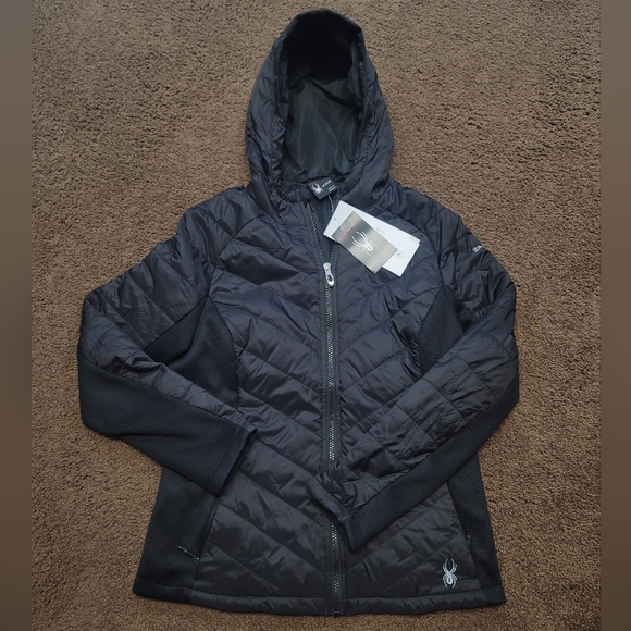 NWT Spyder Womens Size Medium ThermaWeb Quilted Puffer Hooded Jacket - Picture 1 of 12